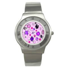 Inks Drops Black Paint Design Stainless Steel Watch by Hannah976