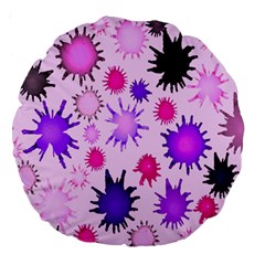 Inks Drops Black Paint Design Large 18  Premium Round Cushions by Hannah976