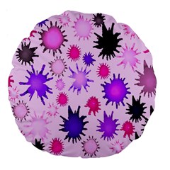 Inks Drops Black Paint Design Large 18  Premium Flano Round Cushions by Hannah976