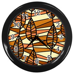 Autumn Leaf Mosaic Seamless Wall Clock (black) by Hannah976