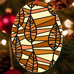 Autumn Leaf Mosaic Seamless Uv Print Acrylic Ornament Oval by Hannah976