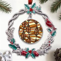 Autumn Leaf Mosaic Seamless Metal X mas Wreath Holly Leaf Ornament by Hannah976