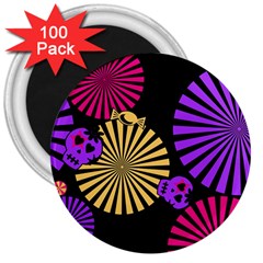 Seamless Halloween Day Of The Dead 3  Magnets (100 Pack) by Hannah976