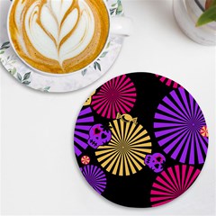 Seamless Halloween Day Of The Dead Uv Print Round Tile Coaster by Hannah976