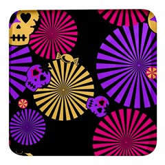 Seamless Halloween Day Of The Dead Square Glass Fridge Magnet (4 Pack)