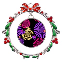 Seamless Halloween Day Of The Dead Metal X mas Wreath Ribbon Ornament by Hannah976