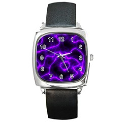 Purple Pattern Background Structure Square Metal Watch by Hannah976