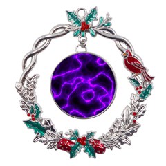 Purple Pattern Background Structure Metal X mas Wreath Holly Leaf Ornament by Hannah976