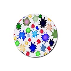 Inks Drops Black Colorful Paint Rubber Coaster (round) by Hannah976