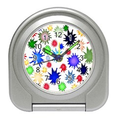 Inks Drops Black Colorful Paint Travel Alarm Clock by Hannah976