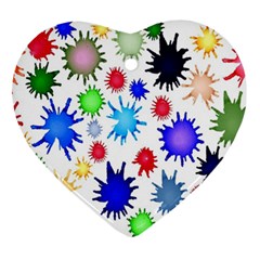 Inks Drops Black Colorful Paint Heart Ornament (two Sides) by Hannah976