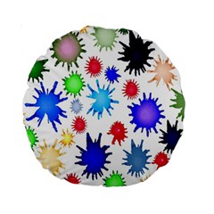 Inks Drops Black Colorful Paint Standard 15  Premium Round Cushions by Hannah976