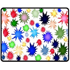 Inks Drops Black Colorful Paint Two Sides Fleece Blanket (medium) by Hannah976