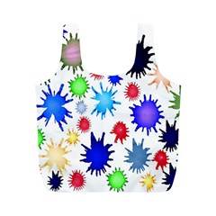 Inks Drops Black Colorful Paint Full Print Recycle Bag (m) by Hannah976