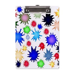 Inks Drops Black Colorful Paint A5 Acrylic Clipboard by Hannah976