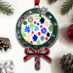 Inks Drops Black Colorful Paint Metal X mas Lollipop With Crystal Ornament by Hannah976