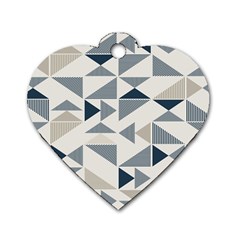 Geometric Triangle Modern Mosaic Dog Tag Heart (two Sides) by Hannah976