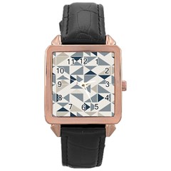 Geometric Triangle Modern Mosaic Rose Gold Leather Watch  by Hannah976