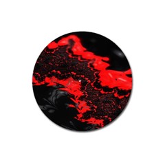 Red Black Fractal Mandelbrot Art Wallpaper Magnet 3  (round) by Hannah976