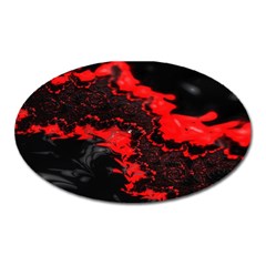 Red Black Fractal Mandelbrot Art Wallpaper Oval Magnet by Hannah976