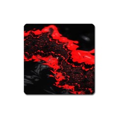 Red Black Fractal Mandelbrot Art Wallpaper Square Magnet by Hannah976