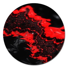 Red Black Fractal Mandelbrot Art Wallpaper Magnet 5  (round) by Hannah976