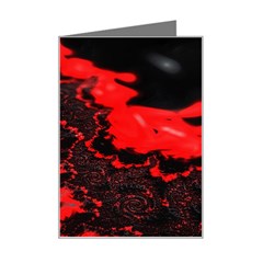 Red Black Fractal Mandelbrot Art Wallpaper Mini Greeting Card by Hannah976