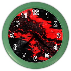 Red Black Fractal Mandelbrot Art Wallpaper Color Wall Clock by Hannah976