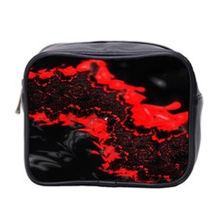 Red Black Fractal Mandelbrot Art Wallpaper Mini Toiletries Bag (two Sides) by Hannah976