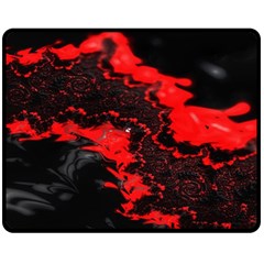 Red Black Fractal Mandelbrot Art Wallpaper Fleece Blanket (medium) by Hannah976