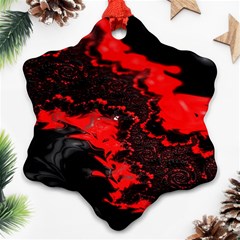 Red Black Fractal Mandelbrot Art Wallpaper Ornament (snowflake) by Hannah976