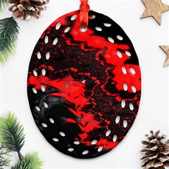 Red Black Fractal Mandelbrot Art Wallpaper Oval Filigree Ornament (two Sides) by Hannah976