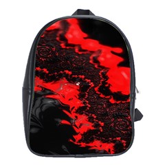 Red Black Fractal Mandelbrot Art Wallpaper School Bag (xl) by Hannah976