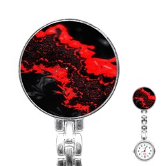 Red Black Fractal Mandelbrot Art Wallpaper Stainless Steel Nurses Watch by Hannah976