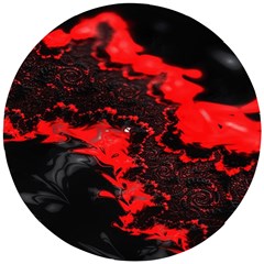 Red Black Fractal Mandelbrot Art Wallpaper Wooden Puzzle Round by Hannah976