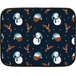 Santa Snowman Two Sides Fleece Blanket (Mini) 35 x27  Blanket Front