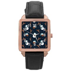 Santa Snowman Rose Gold Leather Watch  by ConteMonfrey