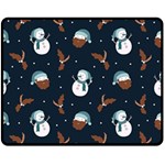 Santa Snowman Two Sides Fleece Blanket (Medium) 58.8 x47.4  Blanket Front