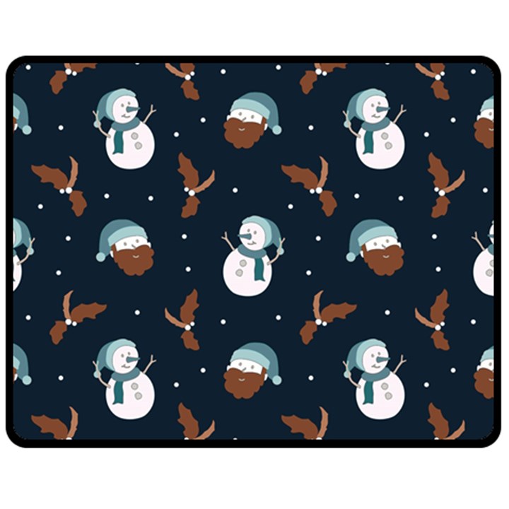 Santa Snowman Two Sides Fleece Blanket (Medium)