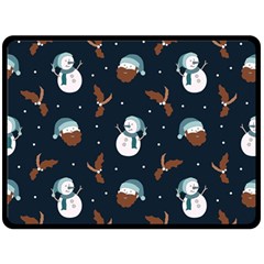 Santa Snowman Two Sides Fleece Blanket (large) by ConteMonfrey