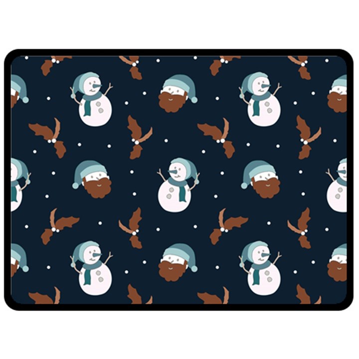 Santa Snowman Two Sides Fleece Blanket (Large)