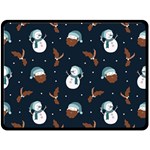 Santa Snowman Two Sides Fleece Blanket (Large) 80 x60  Blanket Back