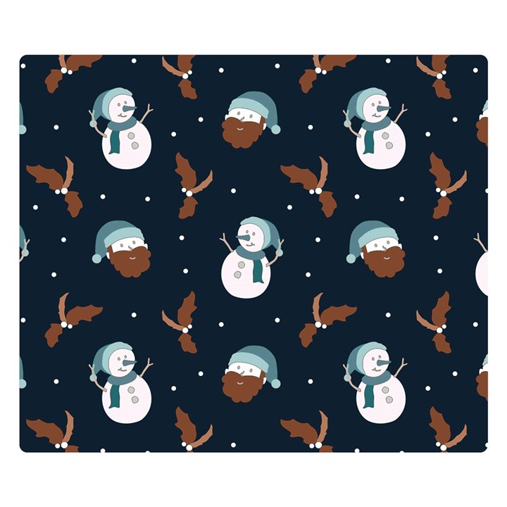 Santa Snowman Two Sides Premium Plush Fleece Blanket (Small)