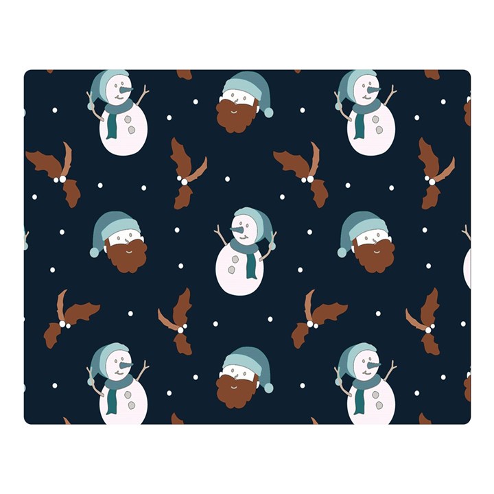 Santa Snowman Two Sides Premium Plush Fleece Blanket (Large)