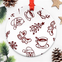 Red And White Christmas Breakfast  Ornament (Round)