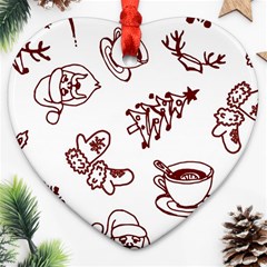 Red And White Christmas Breakfast  Ornament (Heart)