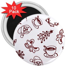 Red And White Christmas Breakfast  3  Magnets (10 pack) 