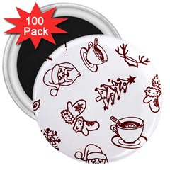 Red And White Christmas Breakfast  3  Magnets (100 pack)