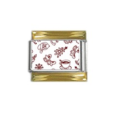 Red And White Christmas Breakfast  Gold Trim Italian Charm (9mm)