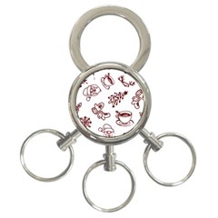 Red And White Christmas Breakfast  3-Ring Key Chain